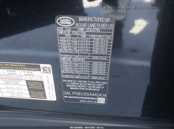 SAL1P9EU8SA442434 2025 LAND ROVER RANGE ROVER SPORT Black Շարժիչի բաժամունքի տեսք