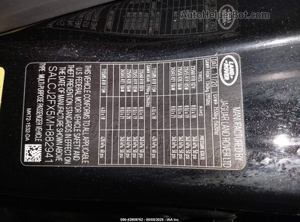 SALCJ2FX5MH882941 2021 LAND ROVER DISCOVERY SPORT Black ძრავის განყოფილების ხედი