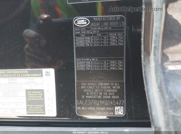 SALE37RU1M2045477 2021 LAND ROVER DEFENDER Black Вид підкапотного простору