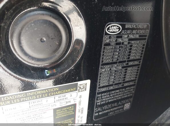SALYB2EX4LA290829 2020 LAND ROVER RANGE ROVER VELAR Black ძრავის განყოფილების ხედი