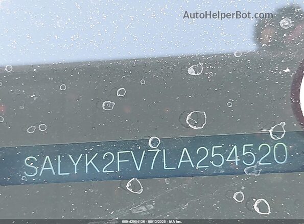 SALYK2FV7LA254520 2020 LAND ROVER RANGE ROVER VELAR White 