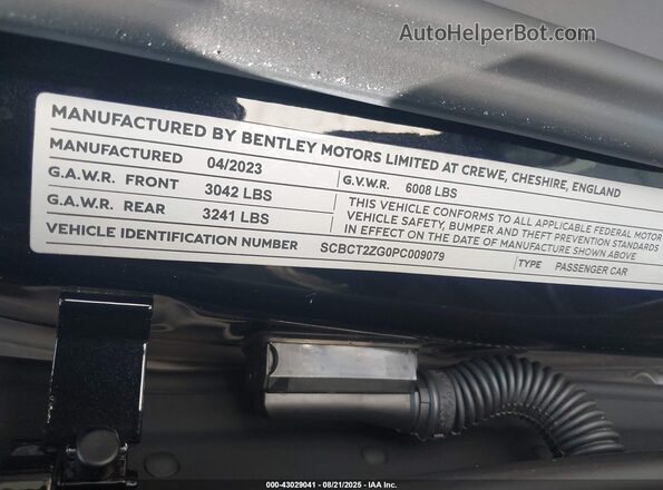 SCBCT2ZG0PC009079 2023 BENTLEY OTHER Black Engine compartment view