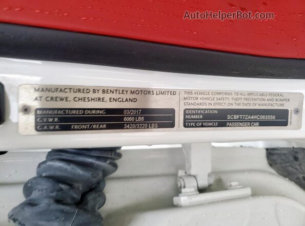 SCBFT7ZA4HC063556 2017 BENTLEY OTHER White Вид підкапотного простору