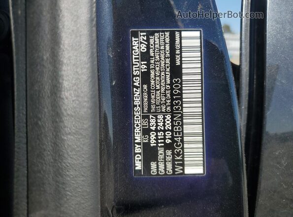 W1K3G4EB5NJ331903 2022 MERCEDES-BENZ A Black Engine compartment view