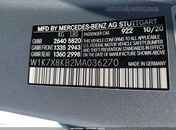 W1K7X8KB2MA036270 2021 MERCEDES-BENZ AMG GT 63 4-DOOR COUPE Silver Widok komory silnika