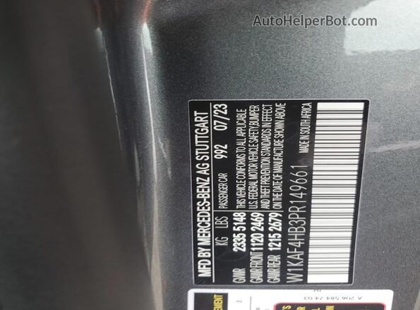 W1KAF4HB3PR149661 2023 MERCEDES-BENZ C Gray 
