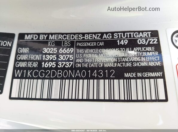 W1KCG2DB0NA014312 2022 MERCEDES-BENZ EQS 450+ Белый Вид подкапотного пространства