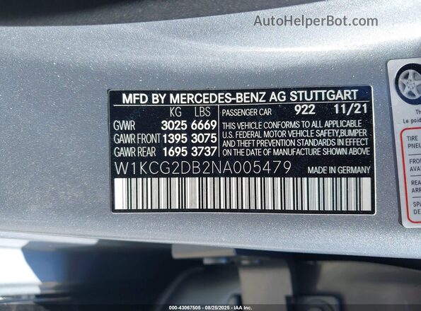 W1KCG2DB2NA005479 2022 MERCEDES-BENZ EQS 450+ Silver Widok komory silnika