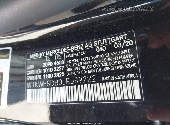 W1KWF8DB0LR589222 2020 MERCEDES-BENZ C-CLASS Black Вид підкапотного простору