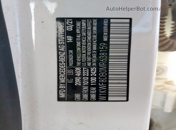 W1KWF8DB0MR638159 2021 MERCEDES-BENZ C White VIN կոդի պիտակի տեսք