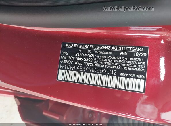 W1KWF8EB9MR609032 2021 MERCEDES-BENZ C-CLASS Red Widok komory silnika