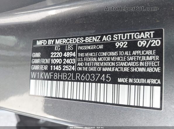 W1KWF8HB2LR603745 2020 MERCEDES-BENZ AMG C 63 Черный Вид подкапотного пространства