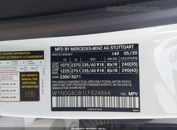 W1N0G8DB1LF824864 2020 MERCEDES-BENZ GLC-CLASS White 