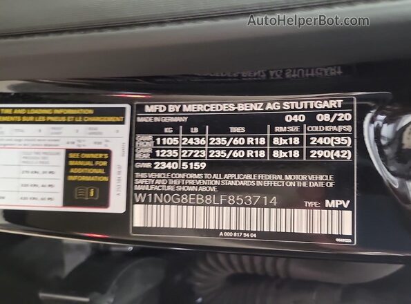 W1N0G8EB8LF853714 2020 MERCEDES-BENZ GLC 300 Black 
