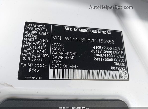 W1Y4KBHY2PT155350 2023 MERCEDES-BENZ SPRINTER White Vista del compartimento del motor