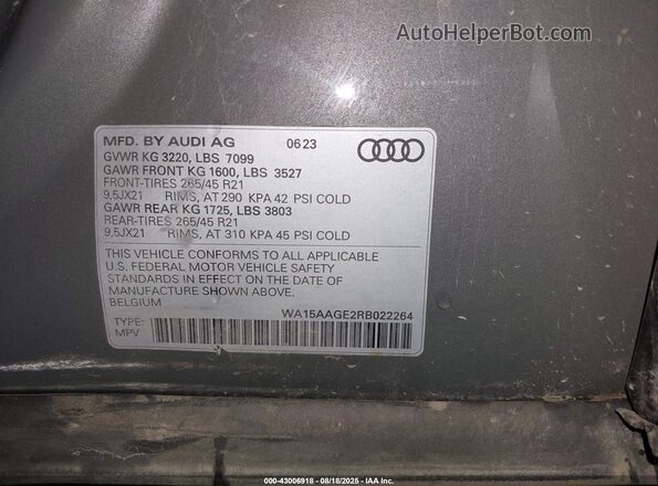 WA15AAGE2RB022264 2024 AUDI Q8 E-TRON Green ძრავის განყოფილების ხედი