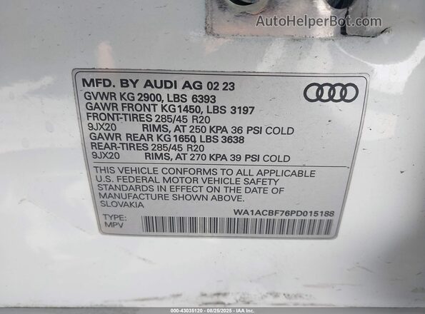 WA1ACBF76PD015188 2023 AUDI Q7 White 