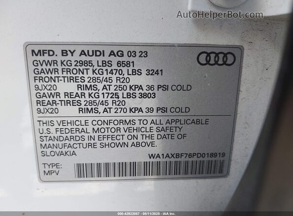 WA1AXBF76PD018919 2023 AUDI Q7 White 