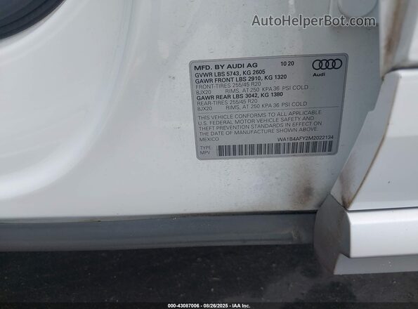 WA1B4AFY2M2022134 2021 AUDI SQ5 White Widok komory silnika