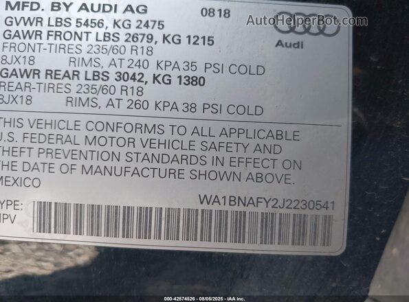 WA1BNAFY2J2230541 2018 AUDI Q5 Black 