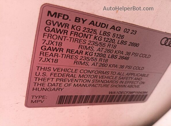 WA1DECF38P1104384 2023 AUDI Q3  