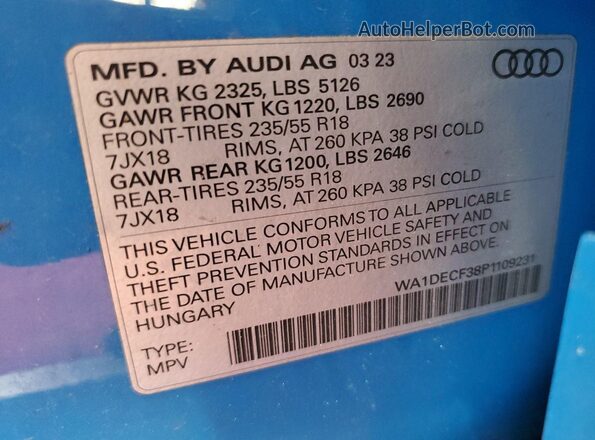 WA1DECF38P1109231 2023 AUDI Q3  Rear left