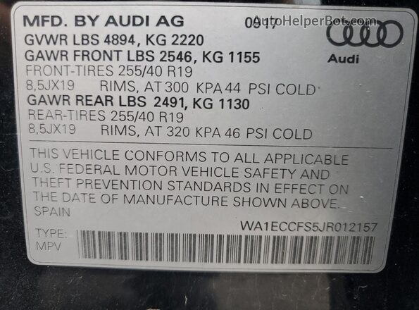 WA1ECCFS5JR012157 2018 AUDI Q3 Black 