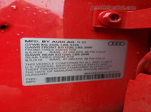 WA1EECF31R1073177 2024 AUDI Q3 Red 