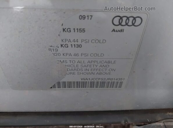 WA1JCCFS2JR014351 2018 AUDI Q3 Silver 