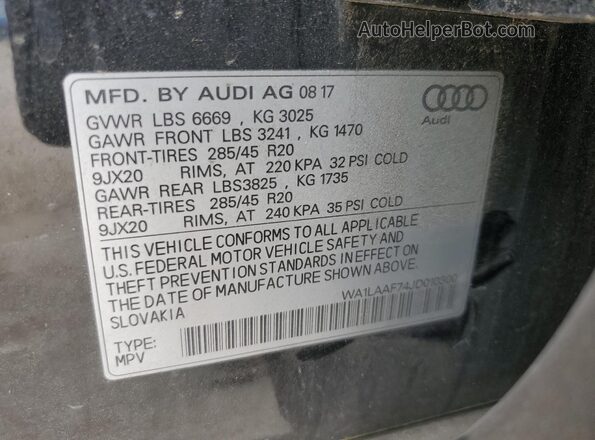WA1LAAF74JD010300 2018 AUDI Q7 Black 