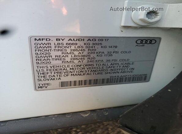 WA1LAAF77JD014096 2018 AUDI Q7 White 