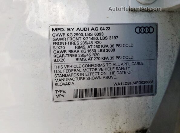 WA1LCBF74PD020088 2023 AUDI Q7 White 