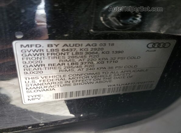 WA1LHAF77JD037759 2018 AUDI Q7 Black 