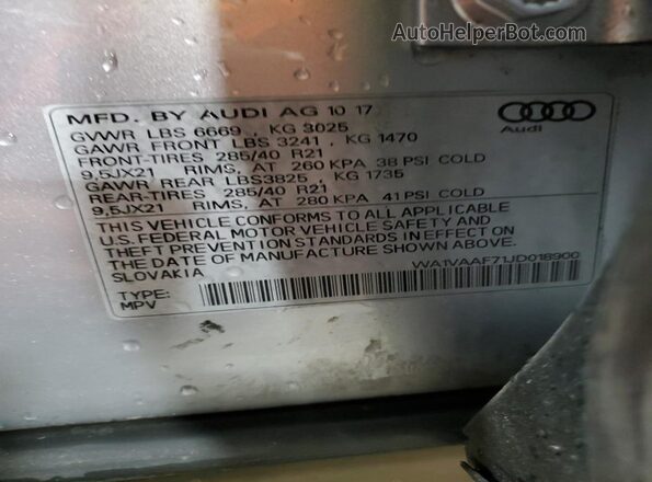 WA1VAAF71JD018900 2018 AUDI Q7 Silver 