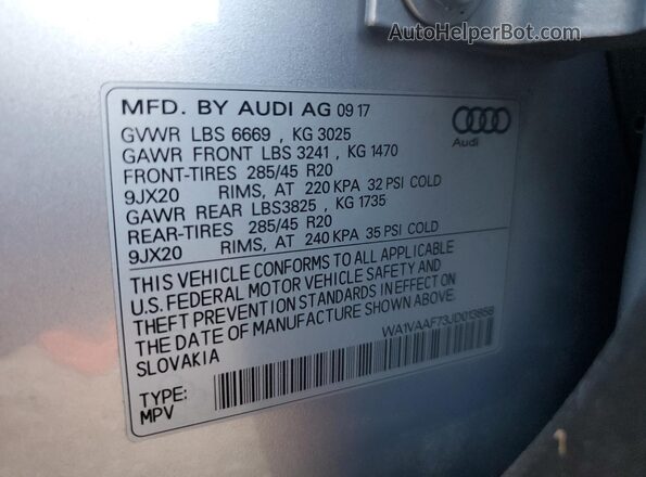 WA1VAAF73JD013858 2018 AUDI Q7 Silver 