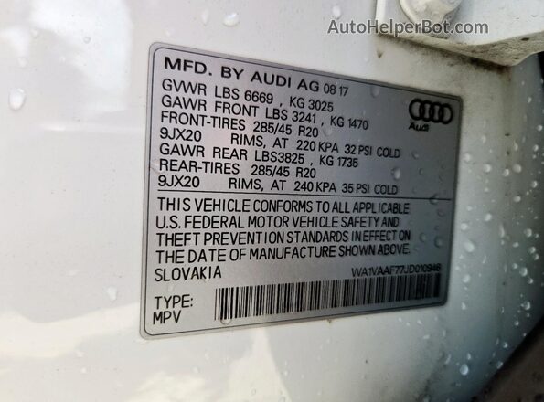 WA1VAAF77JD010946 2018 AUDI Q7 White 