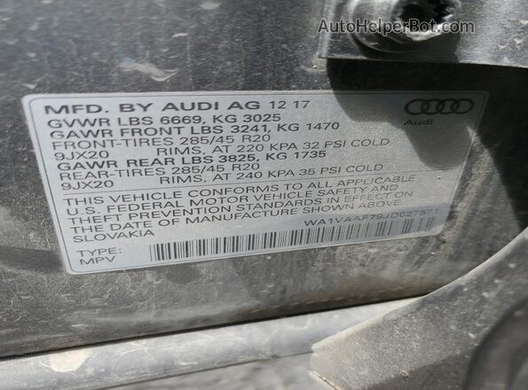WA1VAAF79JD027571 2018 AUDI Q7 Gray 