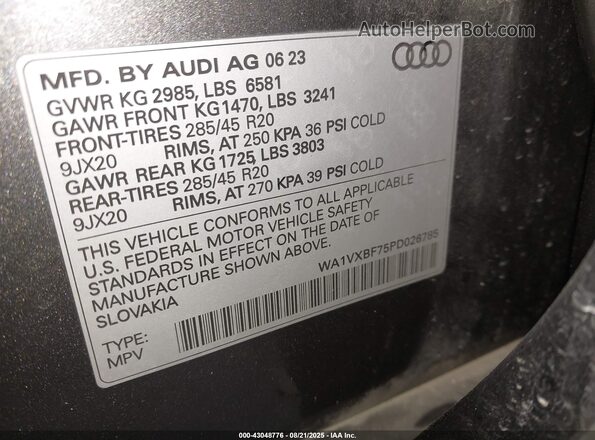 WA1VXBF75PD026785 2023 AUDI Q7 Gray ძრავის განყოფილების ხედი