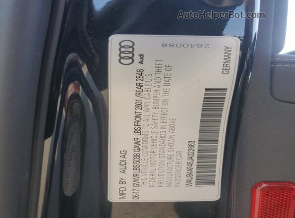 WAUB4AF45JA022663 2018 AUDI S4 Black 