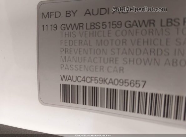 WAUC4CF59KA095657 2019 AUDI S5 White Շարժիչի բաժամունքի տեսք