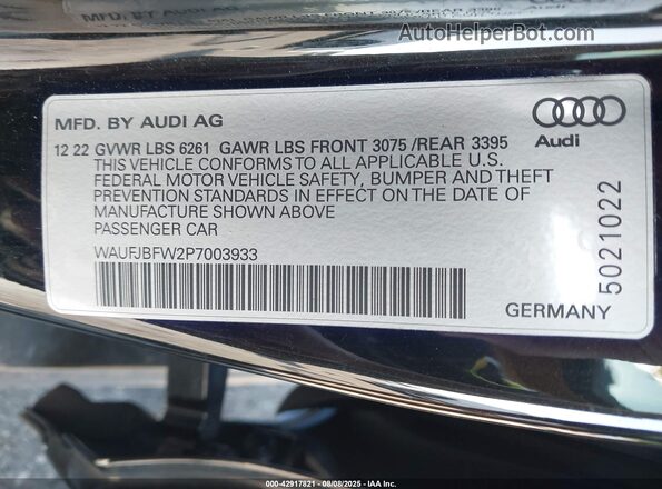 WAUFJBFW2P7003933 2023 AUDI E-TRON Черный Вид подкапотного пространства