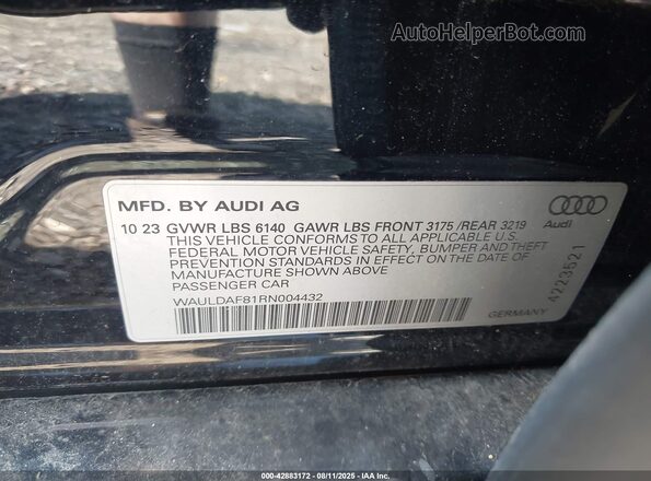 WAULDAF81RN004432 2024 AUDI OTHER Черный Вид подкапотного пространства