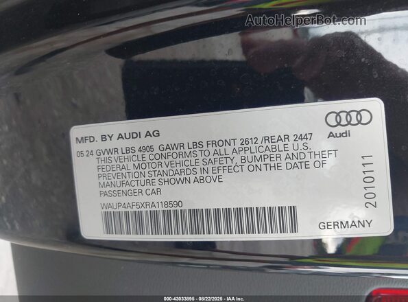 WAUP4AF5XRA118590 2024 AUDI S5 Black Вид підкапотного простору