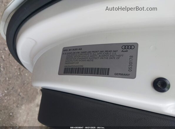 WAUSAAF53NA022359 2022 AUDI OTHER White Engine compartment view