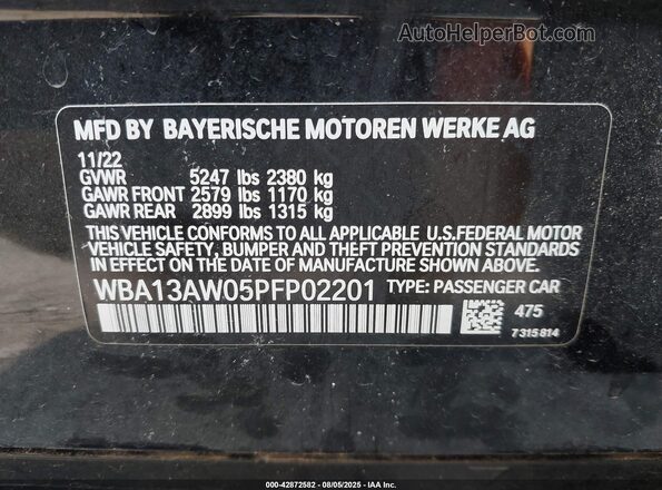 WBA13AW05PFP02201 2023 BMW OTHER Black ძრავის განყოფილების ხედი