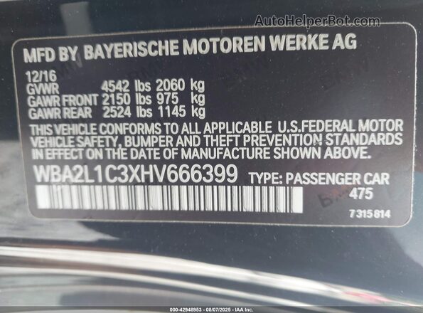 WBA2L1C3XHV666399 2017 BMW M2 Black Vista del compartimento del motor