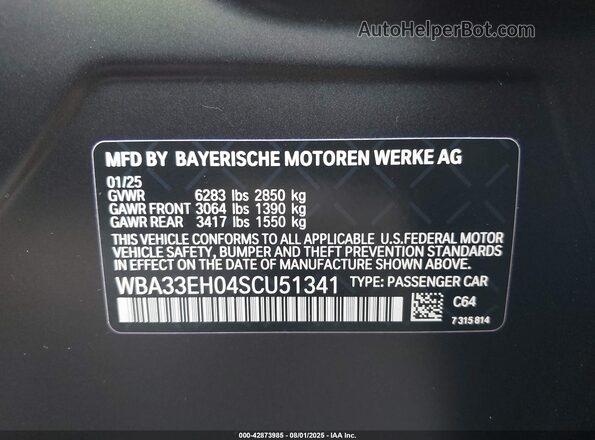WBA33EH04SCU51341 2025 BMW 7 SERIES Black 