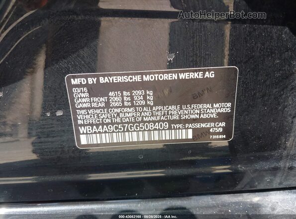 WBA4A9C57GG508409 2016 BMW 4 SERIES Black Вид підкапотного простору