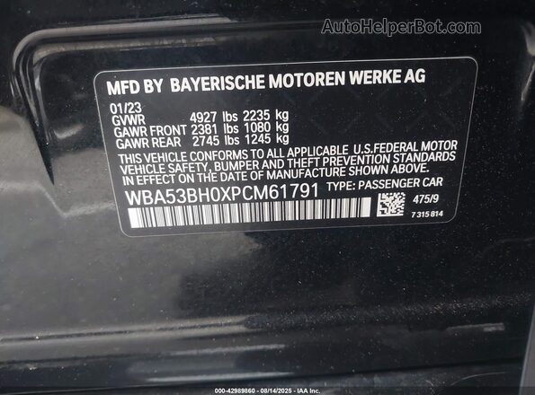 WBA53BH0XPCM61791 2023 BMW 5 SERIES Black Вид підкапотного простору
