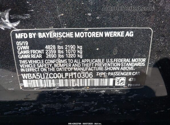 WBA5U7C00LFH10306 2020 BMW 3 SERIES Black Вид підкапотного простору
